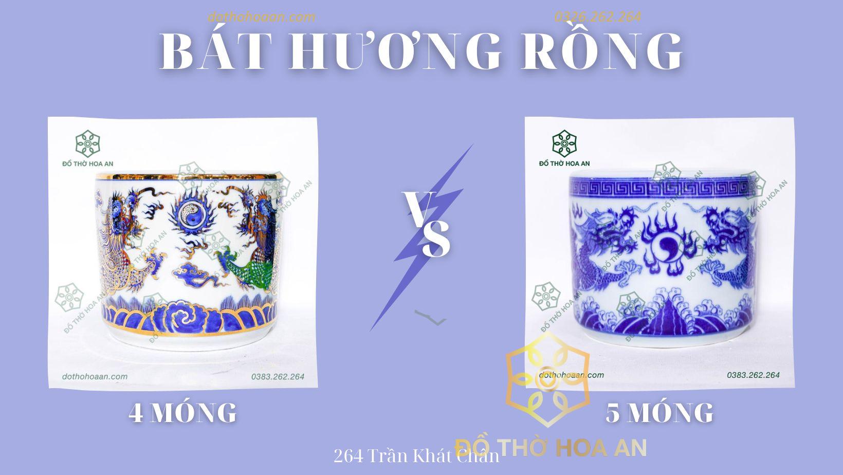 Bát hương rồng 4 móng và 5 móng
