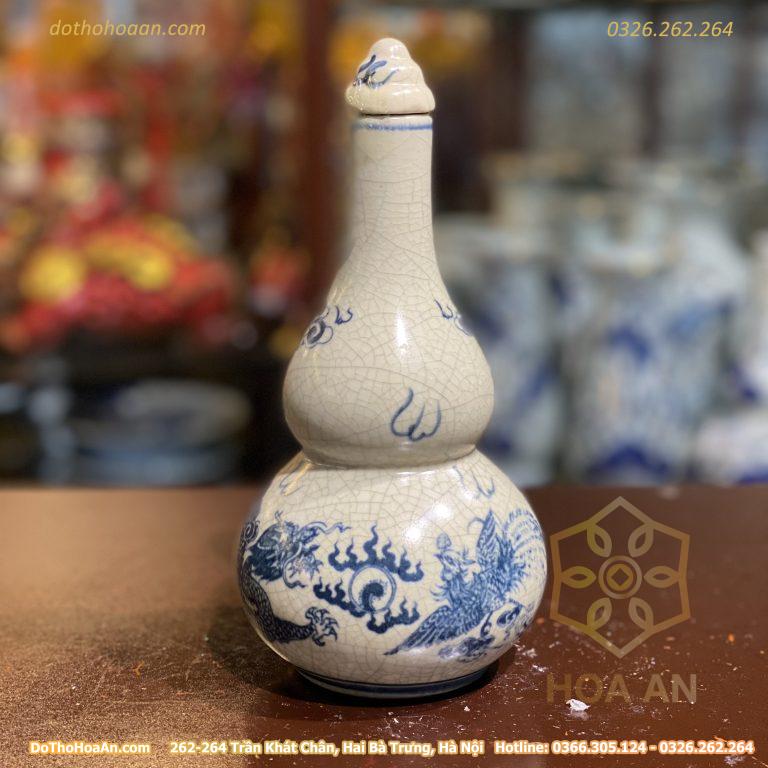 Nậm Rượu Men Rạn Vẽ