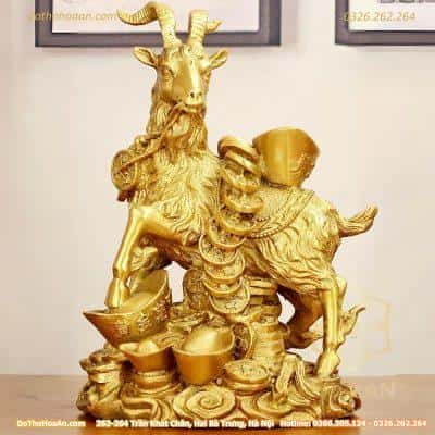 Tượng Dê Cõng Tiền Vàng Tài Lộc