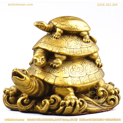 Tượng Rùa Cõng Nhiều Con Đồng Phong Thủy