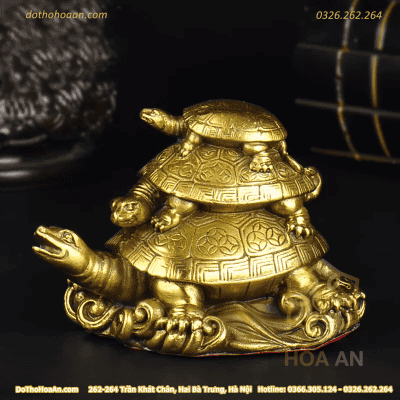 Tượng Rùa Cõng Nhiều Con Đồng Phong Thủy