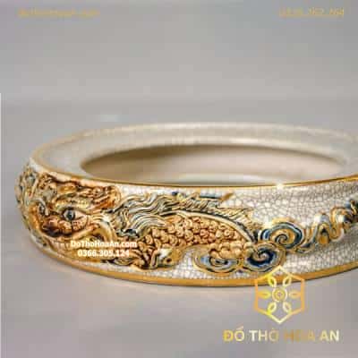 Chân Đế Bát Hương Men Rạn Dát Vàng 24K – 14