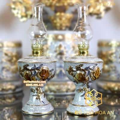 Đèn Dầu Men Rạn Dát Vàng 24K – S2