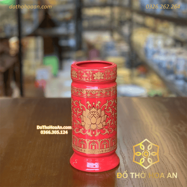 Ống Đựng Hương Gấm Đỏ