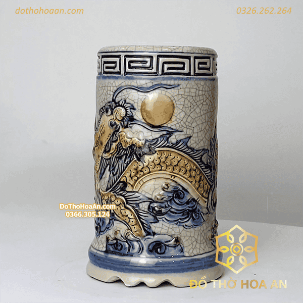 Ống Hương Men Rạn Đắp Nổi – nhỏ