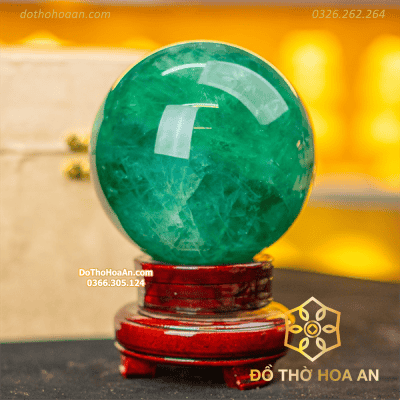 Quả Cầu Đá Phong Thủy Thạch Anh Xanh