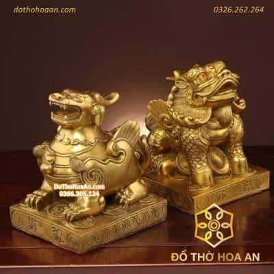 Tượng Tỳ Hưu Ngồi Đồng Ngồi Bệ Phong Thủy0