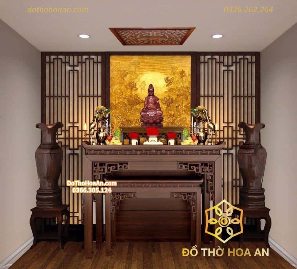 Cách bài trí bàn thờ Phật chung với bàn thờ gia tiên ĐÚNG