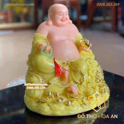 Tượng Di Lặc Kim Tiền Bột Đá Vàng2