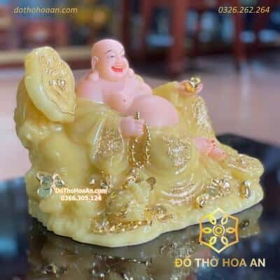 Tượng Di Lặc Như Ý Bột Đá Vàng1