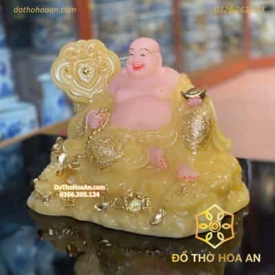 Tượng Di Lặc Như Ý Bột Đá Vàng2