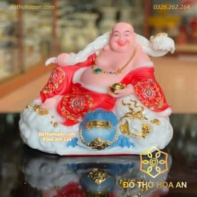 Tượng Di Lặc Phú Qúy Bột Đá Đỏ