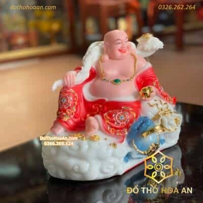 Tượng Di Lặc Phú Qúy Bột Đá Đỏ1