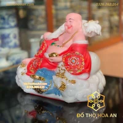 Tượng Di Lặc Phú Qúy Bột Đá Đỏ2