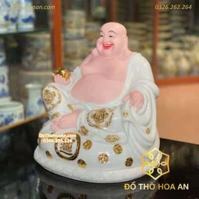 Tượng Di Lặc Tụ Bảo Bột Đá Trắng2