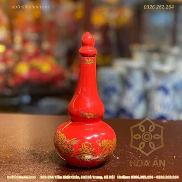 Nậm Rượu Sứ Men Đỏ Bát Tràng