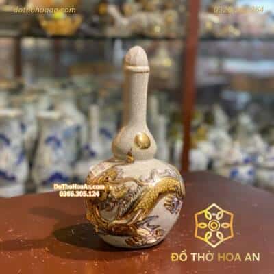 Nậm Rượu Men Rạn Vẽ Vàng 24K1