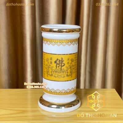 Ống Hương Sứ Bát Nhã Tâm Kinh Vàng2