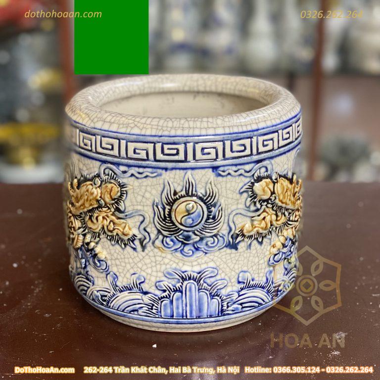 Bát Hương Men Rạn Đắp Nổi
