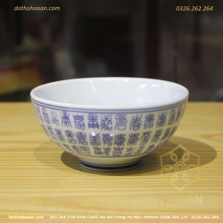 Bát Thờ 100 Chữ Phúc Men Lam