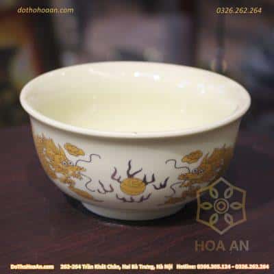 Bát Thờ Rồng Men Vàng Ngà