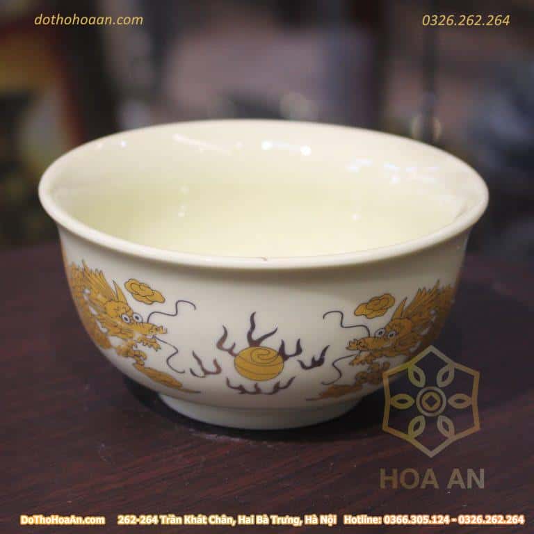 Bát Thờ Rồng Men Vàng Ngà
