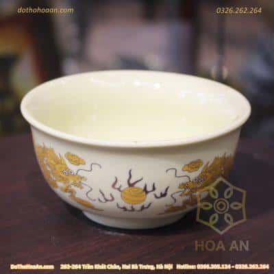 Bát Thờ Rồng Men Vàng Ngà