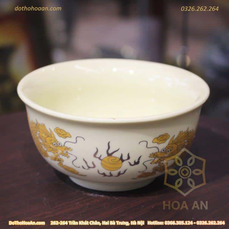 Bát Thờ Rồng Men Vàng Ngà