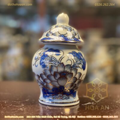 Chóe Thờ Men Lam Vẽ Vàng 24K