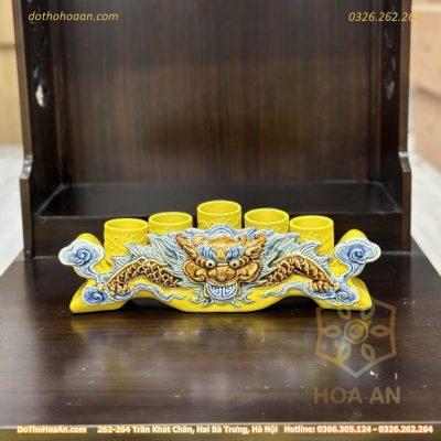 Kỷ Ngai 5 Chén Men Vàng Hoàng Kim