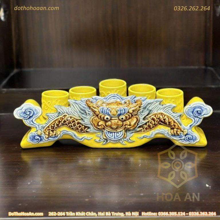 Kỷ Ngai 5 Chén Men Vàng Hoàng Kim