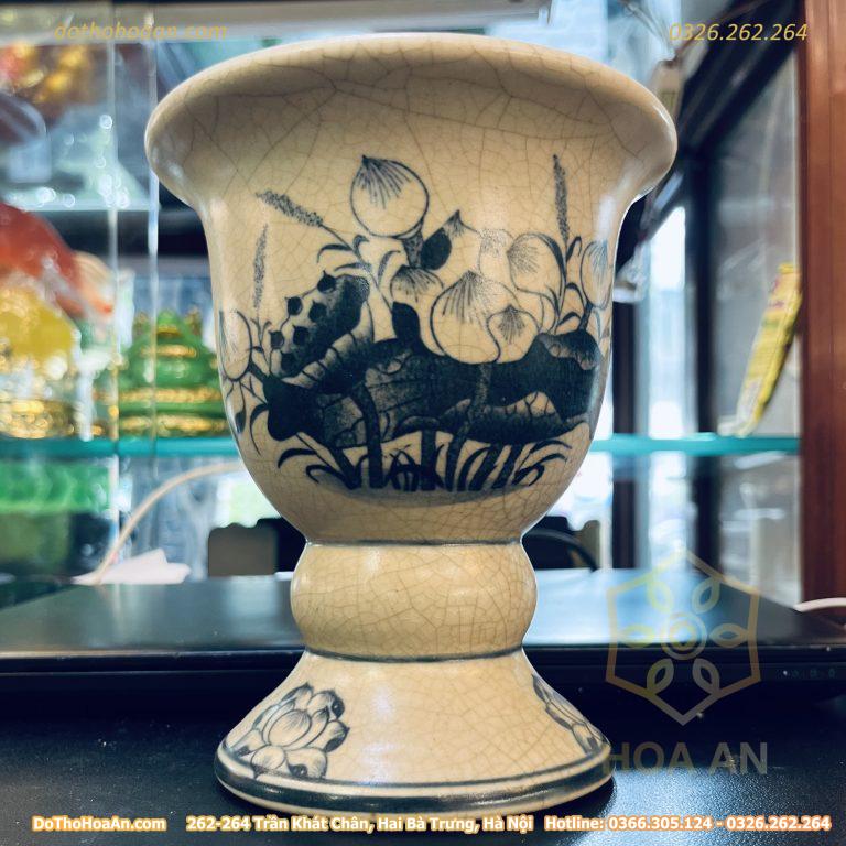 Ly Đựng Phật Thủ Men Rạn Vẽ