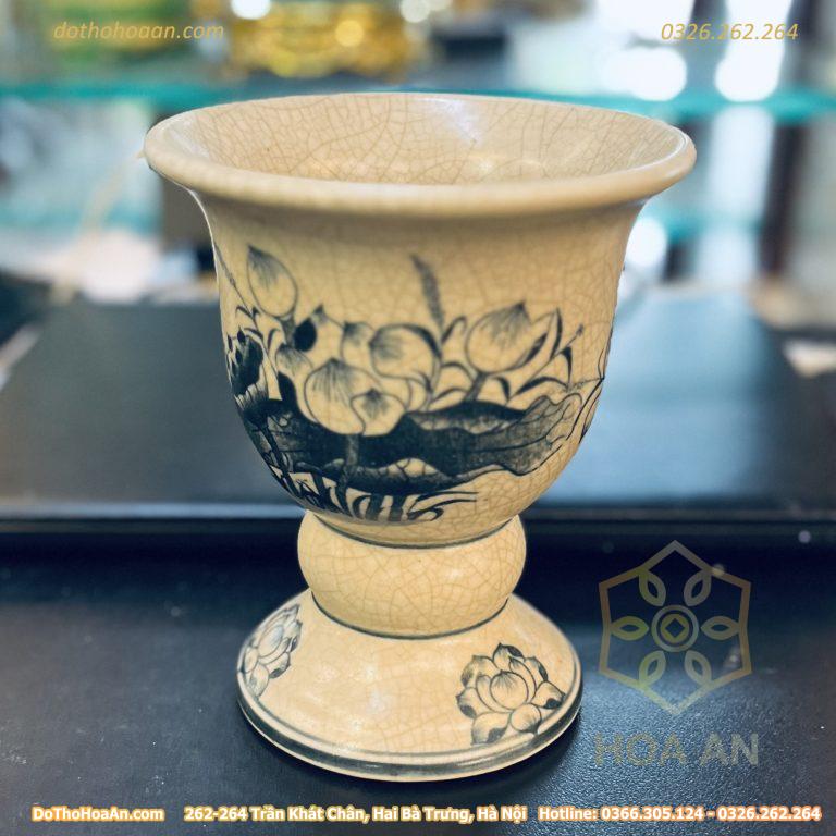 Ly Đựng Phật Thủ Men Rạn Vẽ