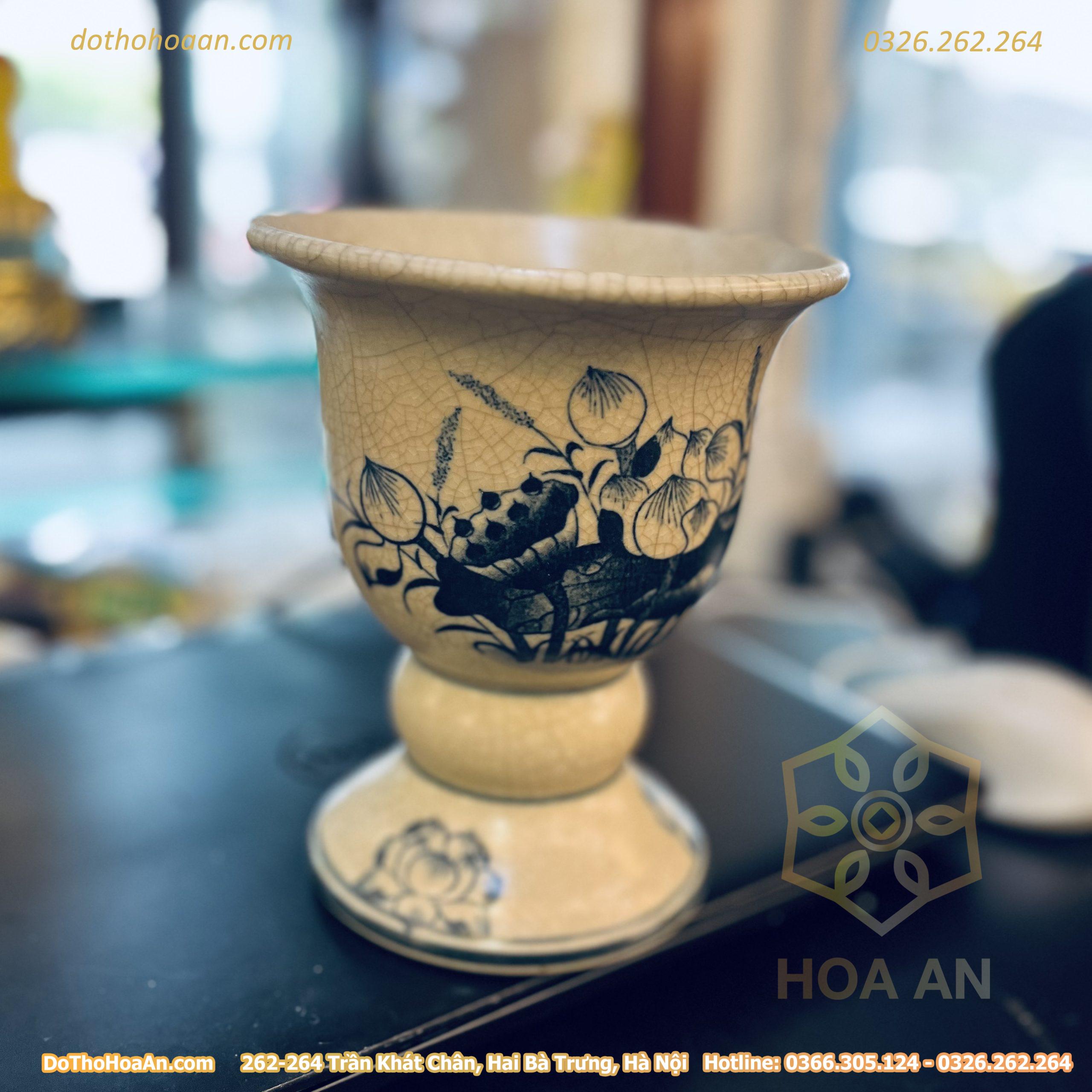 Ly Đựng Phật Thủ Men Rạn Vẽ (4) Ly Đựng Phật Thủ Men Rạn Vẽ