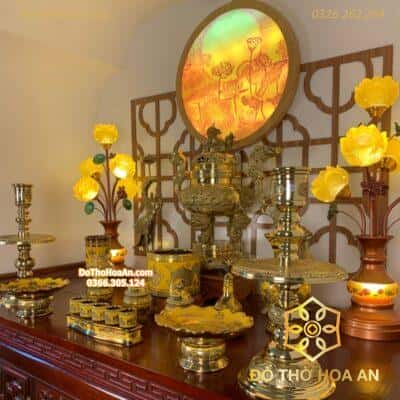 Bộ Bát Hương Sứ Kim Sa Thờ Thần Linh BTL01KS11