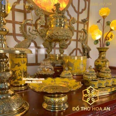 Bộ Bát Hương Sứ Kim Sa Thờ Thần Linh BTL01KS12