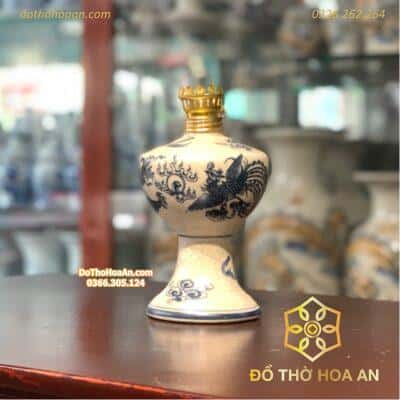 Đèn Dầu Men Rạn Vẽ2