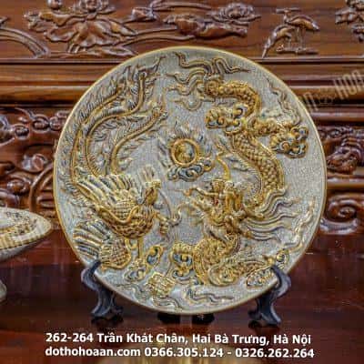 Mâm Bồng Thờ Men Rạn Vẽ Vàng 24k