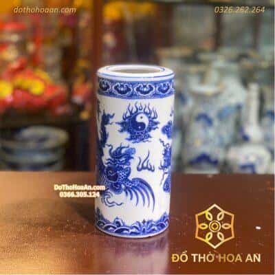 Ống Hương Rồng Men Trắng-cao-25cm(variation)