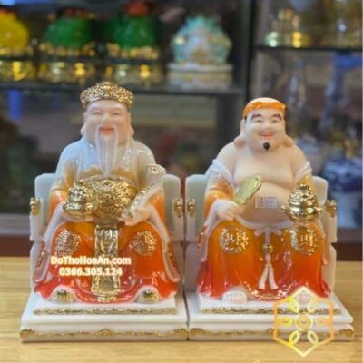 Tượng Thần Tài Thổ Địa Bột Đá Cam DL
