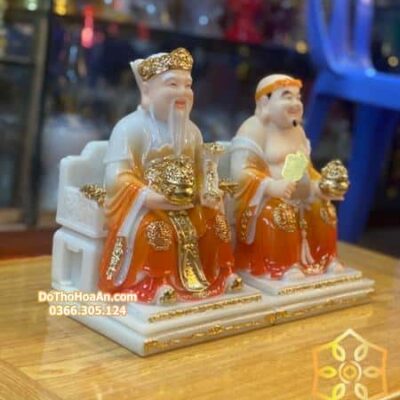 Tượng Thần Tài Thổ Địa Bột Đá Cam SP0002091