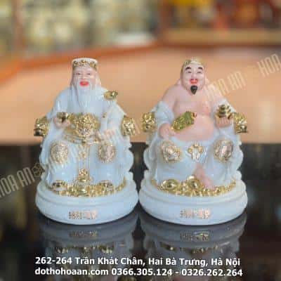 Tượng Thần Tài Thổ Địa Bột Đá Trắng Đế Tròn