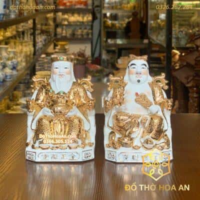 Tượng Thần Tài Thổ Địa Sứ Dát Kim Cao Cấp