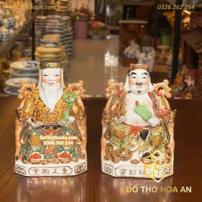 Tượng Thần Tài Thổ Địa Sứ Gấm Cổ