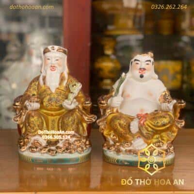 Tượng Thần Tài Thổ Địa Sứ Gấm Vàng