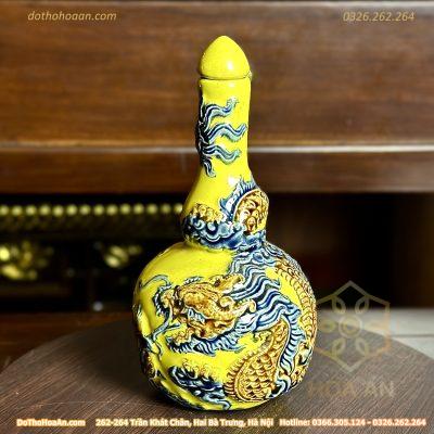 Nậm Rượu Men Vàng Hoàng Kim Đắp Nổi