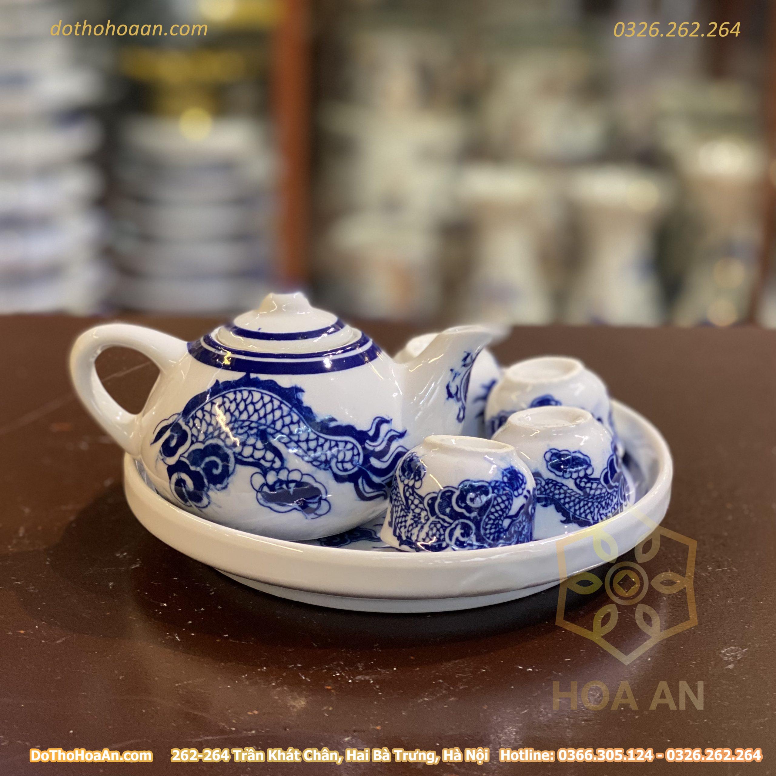 Bộ Âm Chén Trà Thờ Men Lam