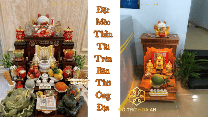Cách đặt mèo thần tài ở bàn thờ Ông Địa chuẩn Phong Thủy