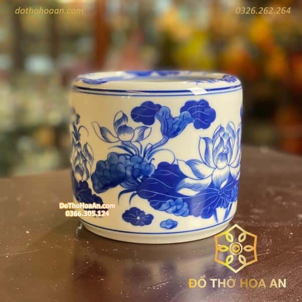 Bát Hương Hoa Sen Men Trắng1