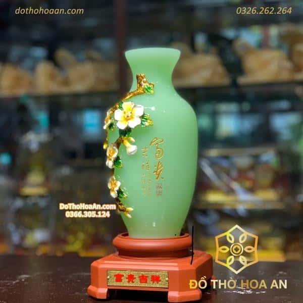 Bình Hút Tài Lộc Như ý Đá Onyx Xanh BTL011